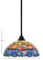 Any One Light Pendant in Matte Black with Sierra Art Glass Shade