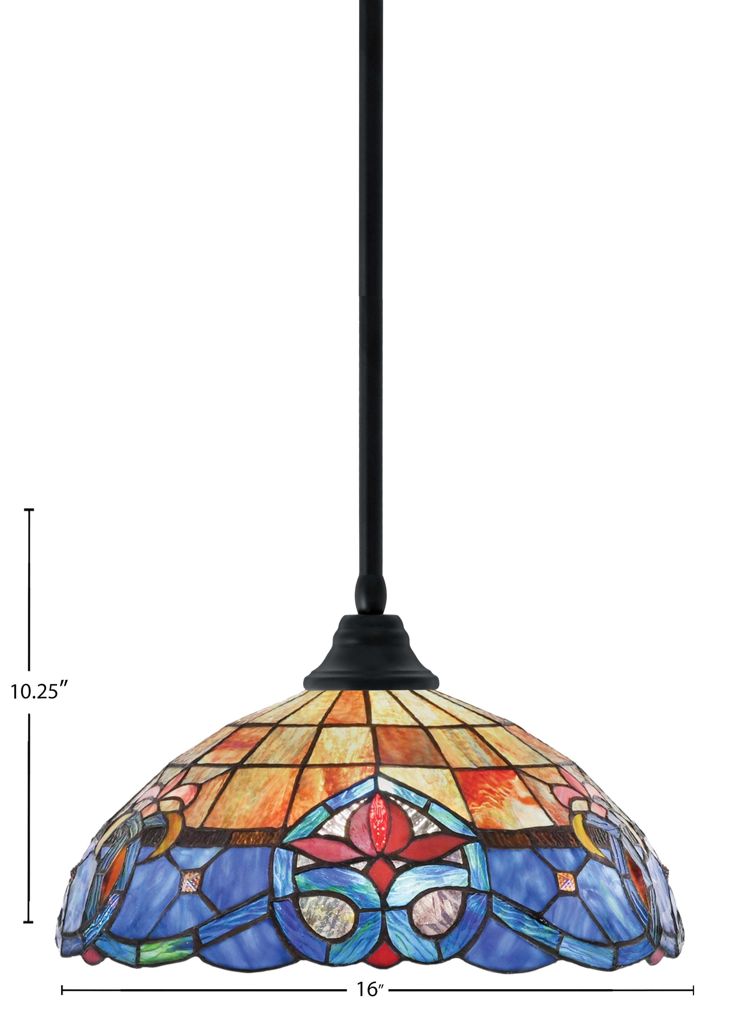Any One Light Pendant in Matte Black with Sierra Art Glass Shade