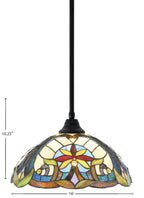 Any One Light Pendant in Matte Black with Earth Star Art Glass Shade