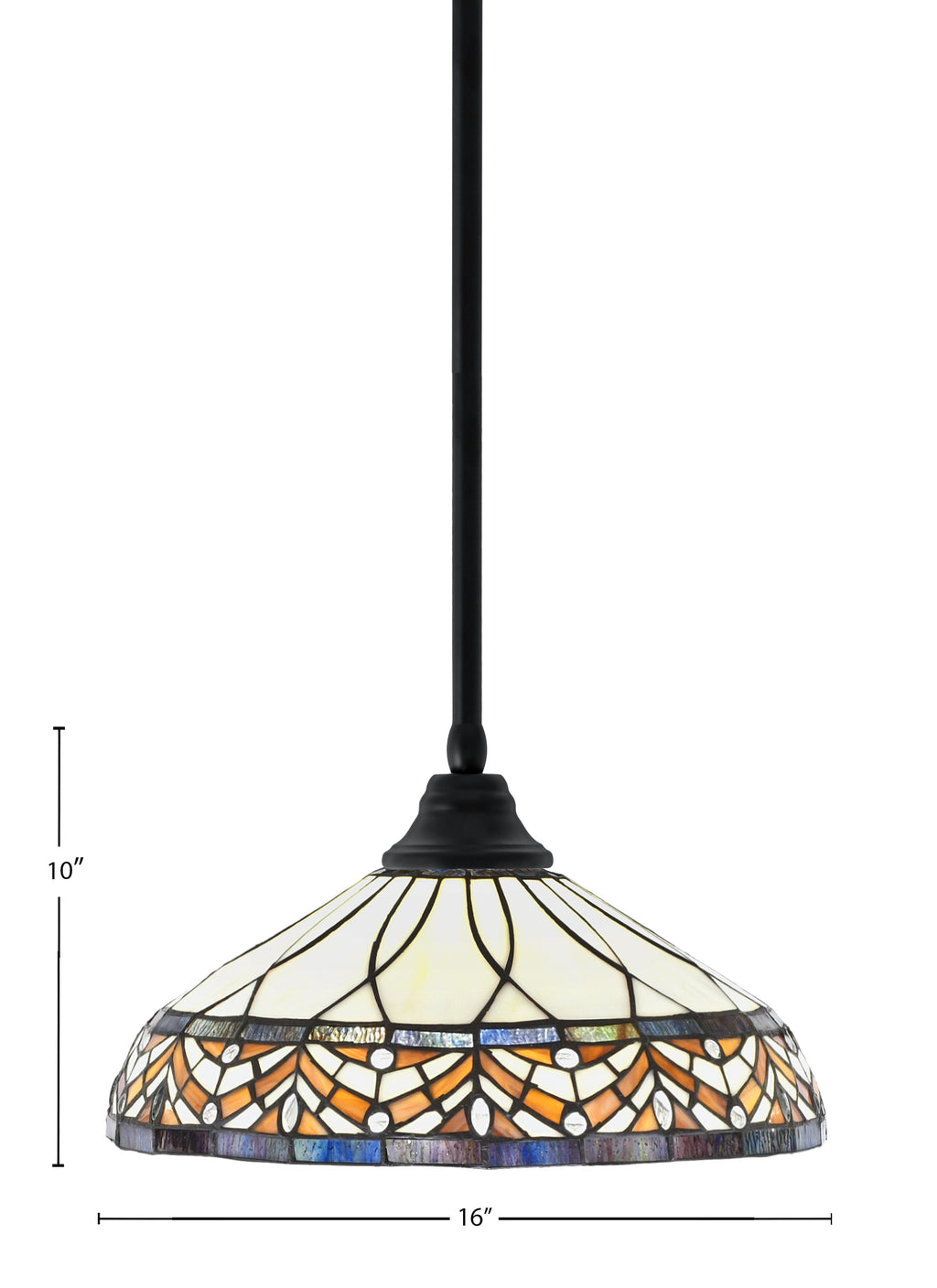 Any One Light Pendant in Matte Black with 16" Royal Merlot Art Glass Shade