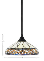 Any One Light Pendant in Matte Black with 16" Royal Merlot Art Glass Shade