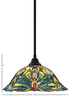 Any One Light Pendant in Matte Black with 19" Kaleidoscope Art Glass Shade