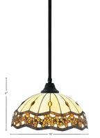 Any One Light Pendant in Matte Black with 16" Roman Jewel Art Glass Shade
