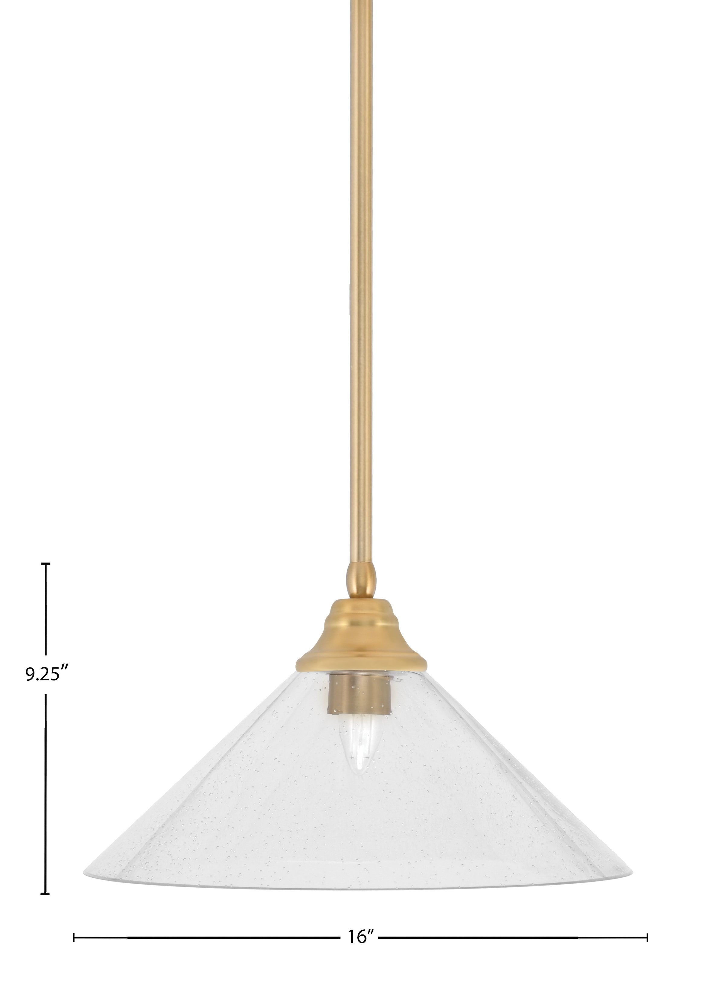 Any One Light Pendant in New Age Brass with 16" Clear bubble Shade