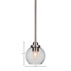 Odyssey One Light Mini Pendant in Brushed Nickel with 5.75" Smoke Bubble Shade