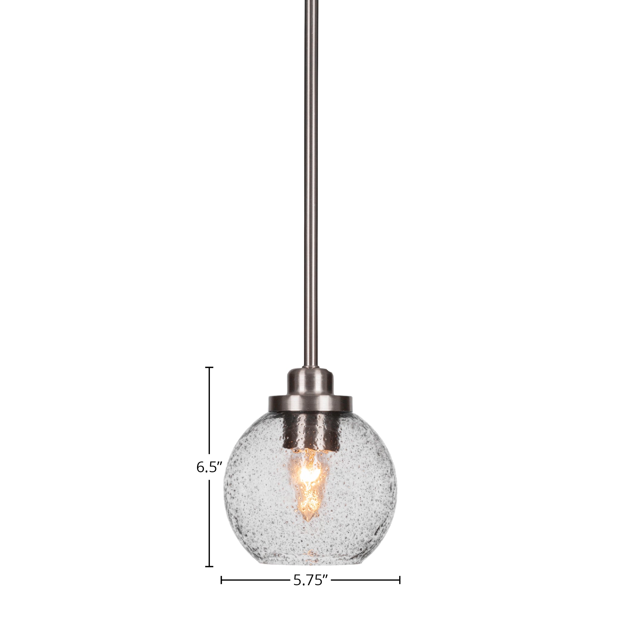Odyssey One Light Mini Pendant in Brushed Nickel with 5.75" Smoke Bubble Shade