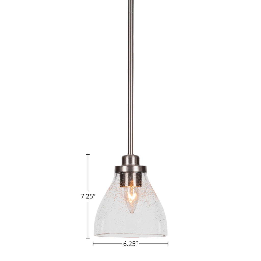 Odyssey One Light Mini Pendant in Brushed Nickel with 6.25" Clear Bubble Shade