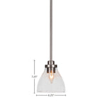 Odyssey One Light Mini Pendant in Brushed Nickel with 6.25" Clear Bubble Shade