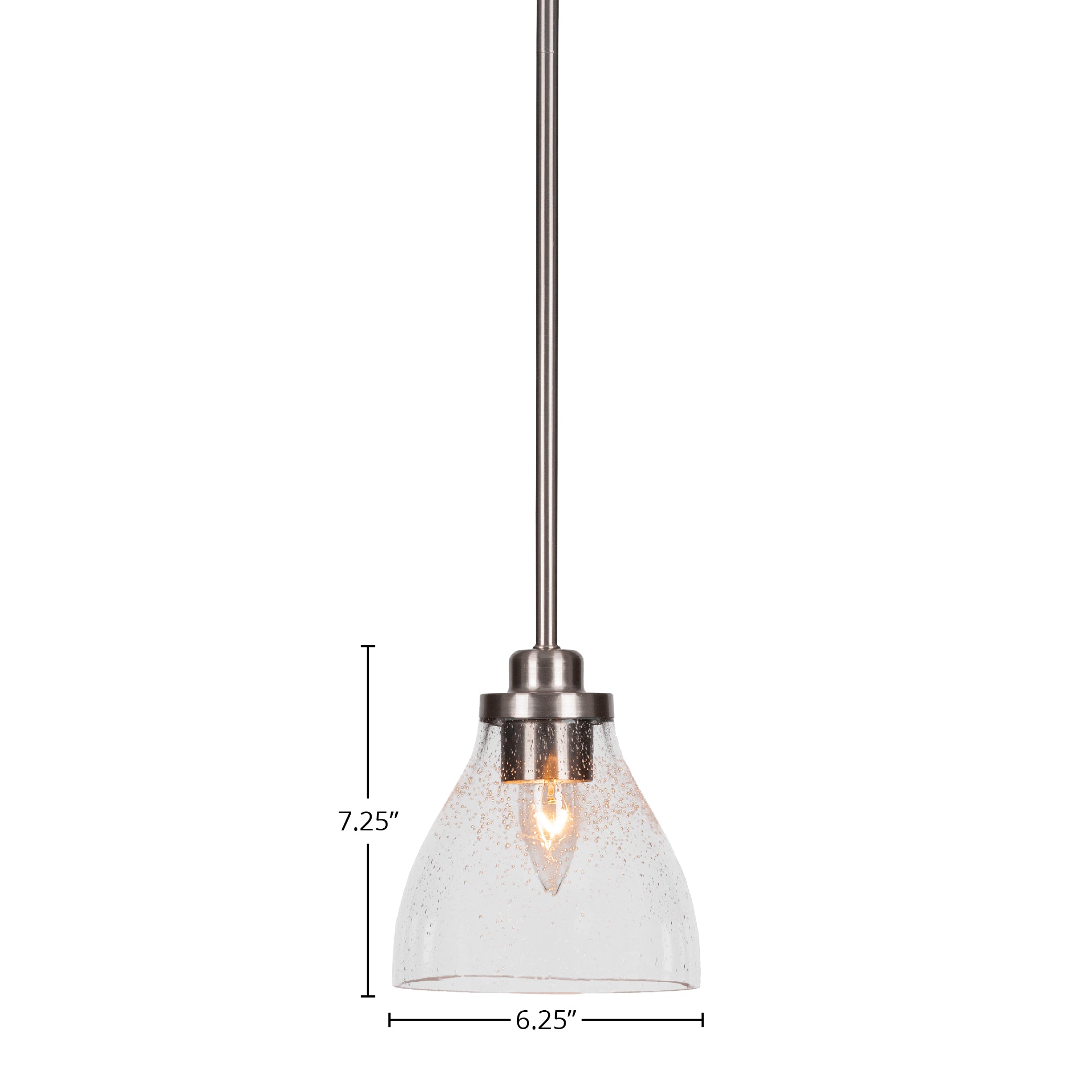 Odyssey One Light Mini Pendant in Brushed Nickel with 6.25" Clear Bubble Shade