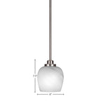 Odyssey One Light Mini Pendant in Brushed Nickel with 6" White Marble Shade