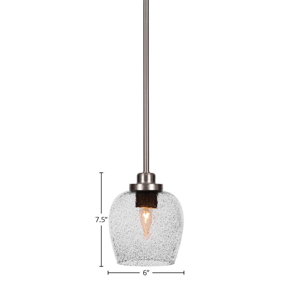 Odyssey One Light Mini Pendant in Brushed Nickel with 6" Smoke Bubble Shade