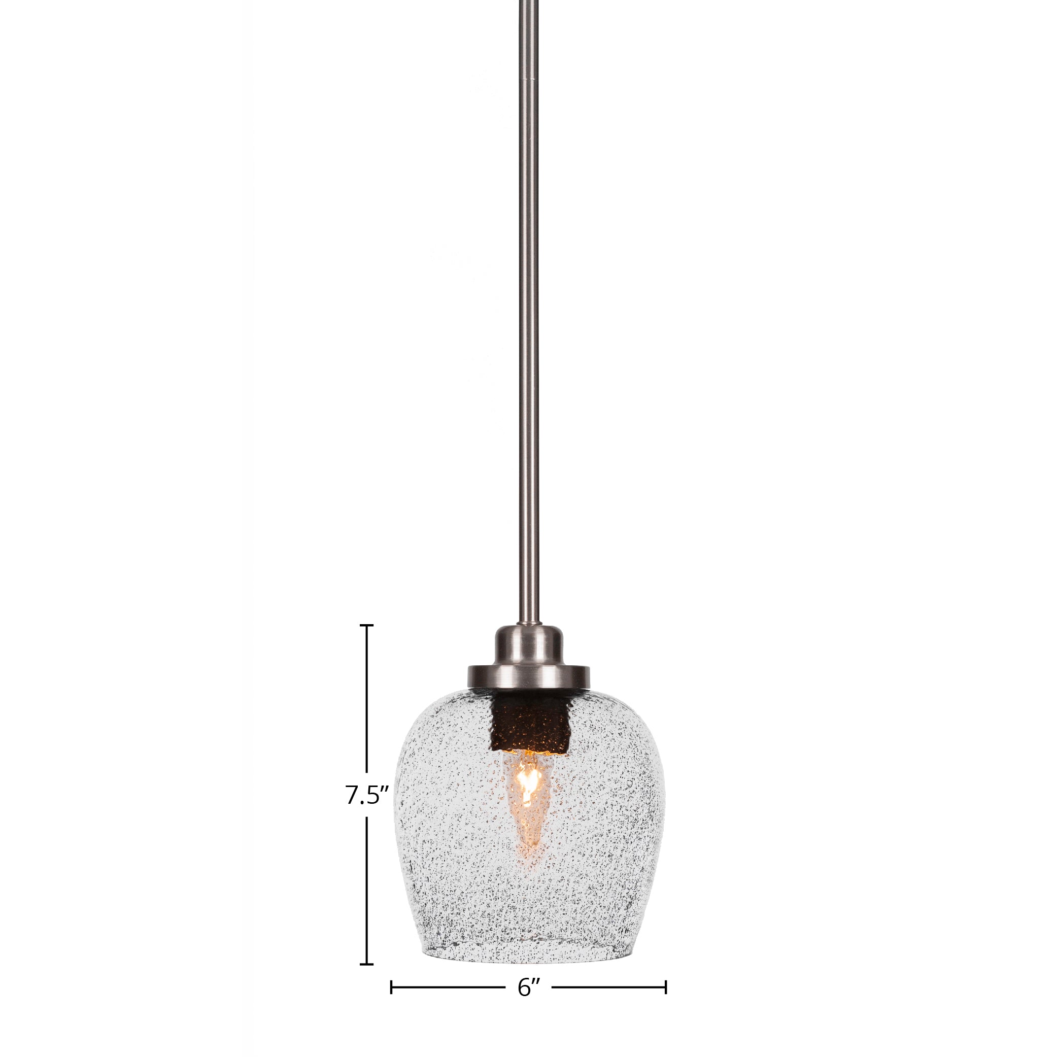 Odyssey One Light Mini Pendant in Brushed Nickel with 6" Smoke Bubble Shade