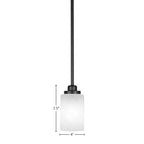 Odyssey One Light Mini Pendant in Matte Black with 4" White Marble Shade