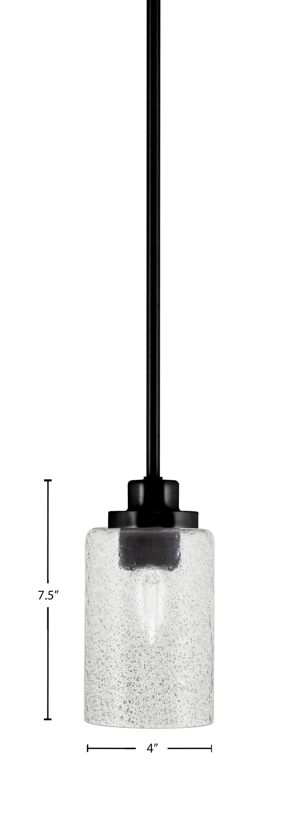 Odyssey One Light Mini Pendant in Matte Black with 4" Smoke Bubble Shade