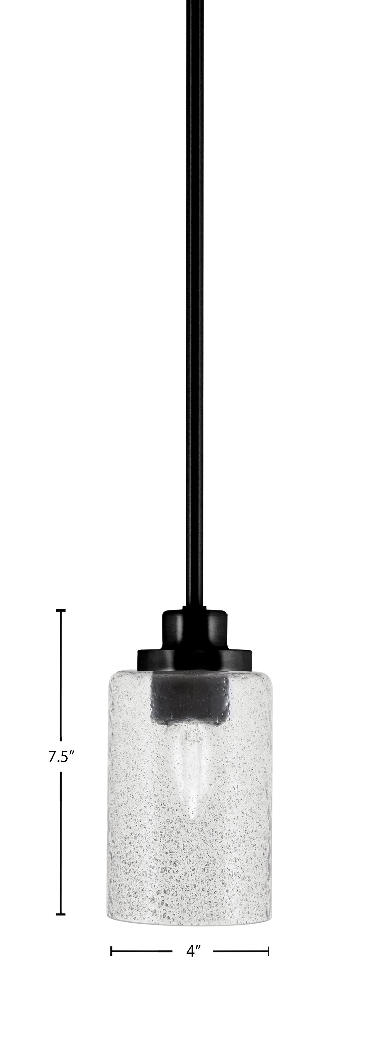 Odyssey One Light Mini Pendant in Matte Black with 4" Smoke Bubble Shade
