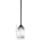 Odyssey One Light Mini Pendant in Matte Black with 4" Onyx Swirl Shade
