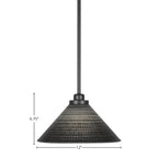 Odyssey One Light Mini Pendant in Matte Black with 12" Black Matrix Shade