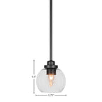Odyssey One Light Mini Pendant in Matte Black with 5.75" Clear Bubble Shade