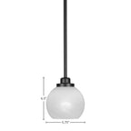 Odyssey One Light Mini Pendant in Matte Black with 5.75" White Marble Shade