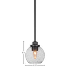 Odyssey One Light Mini Pendant in Matte Black with 5.75" Smoke Bubble Shade