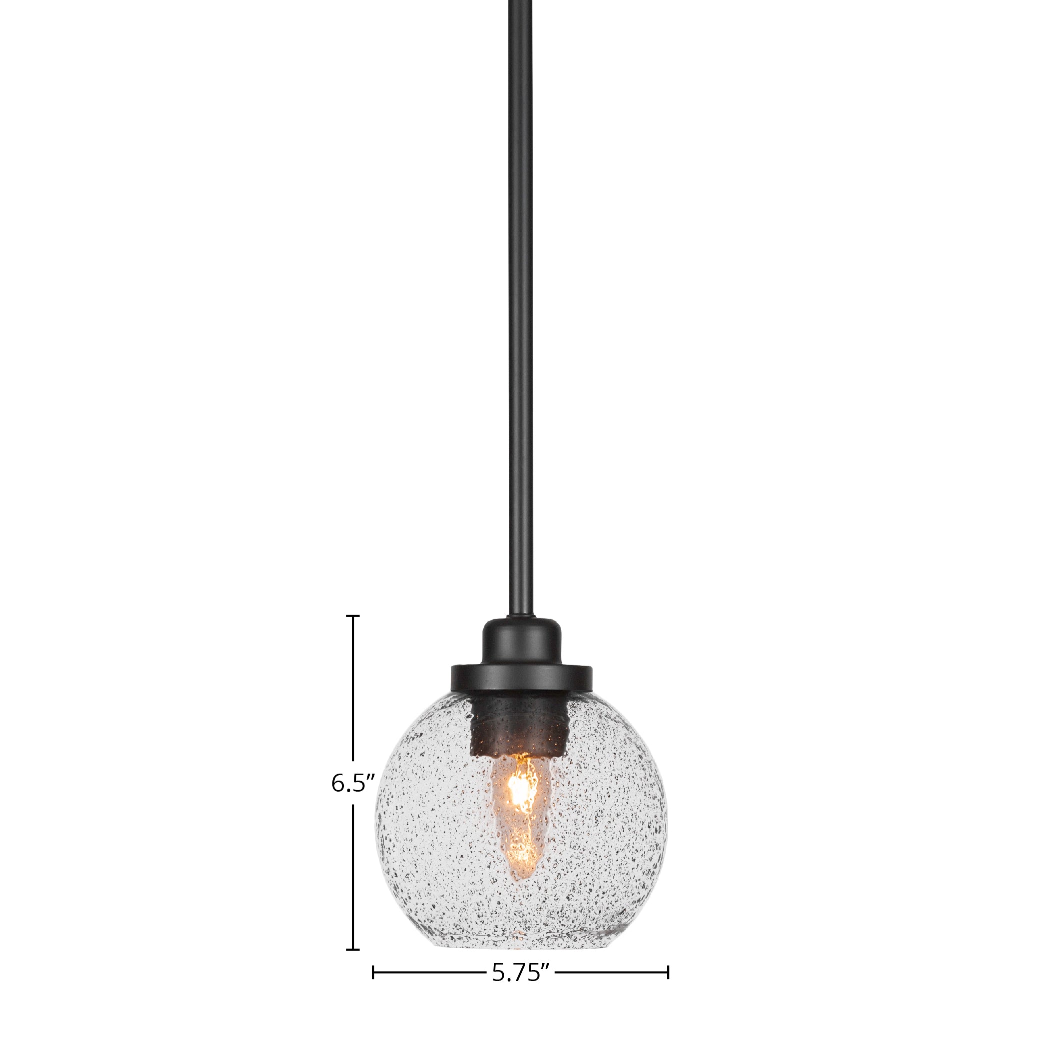 Odyssey One Light Mini Pendant in Matte Black with 5.75" Smoke Bubble Shade