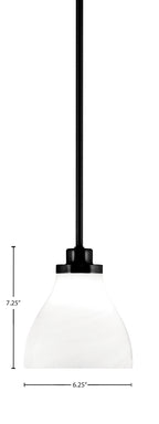 Odyssey One Light Mini Pendant in Matte Black with 6.25" White Marble Shade