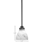 Odyssey One Light Mini Pendant in Matte Black with 6.25" Onyx Swirl Shade