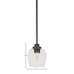 Odyssey One Light Mini Pendant in Matte Black with 6" Clear Bubble Shade