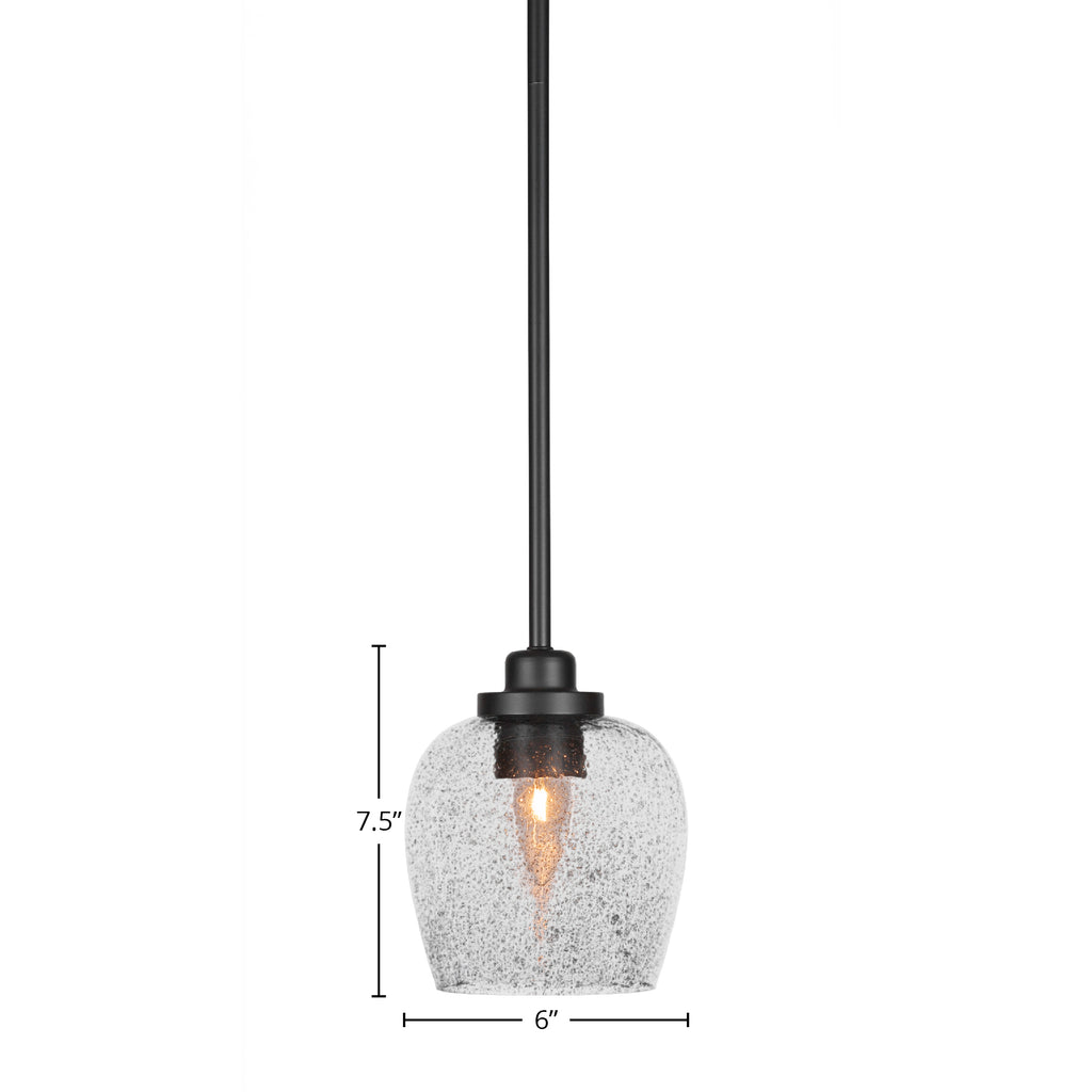 Odyssey One Light Mini Pendant in Matte Black with 6" Smoke Bubble Shade