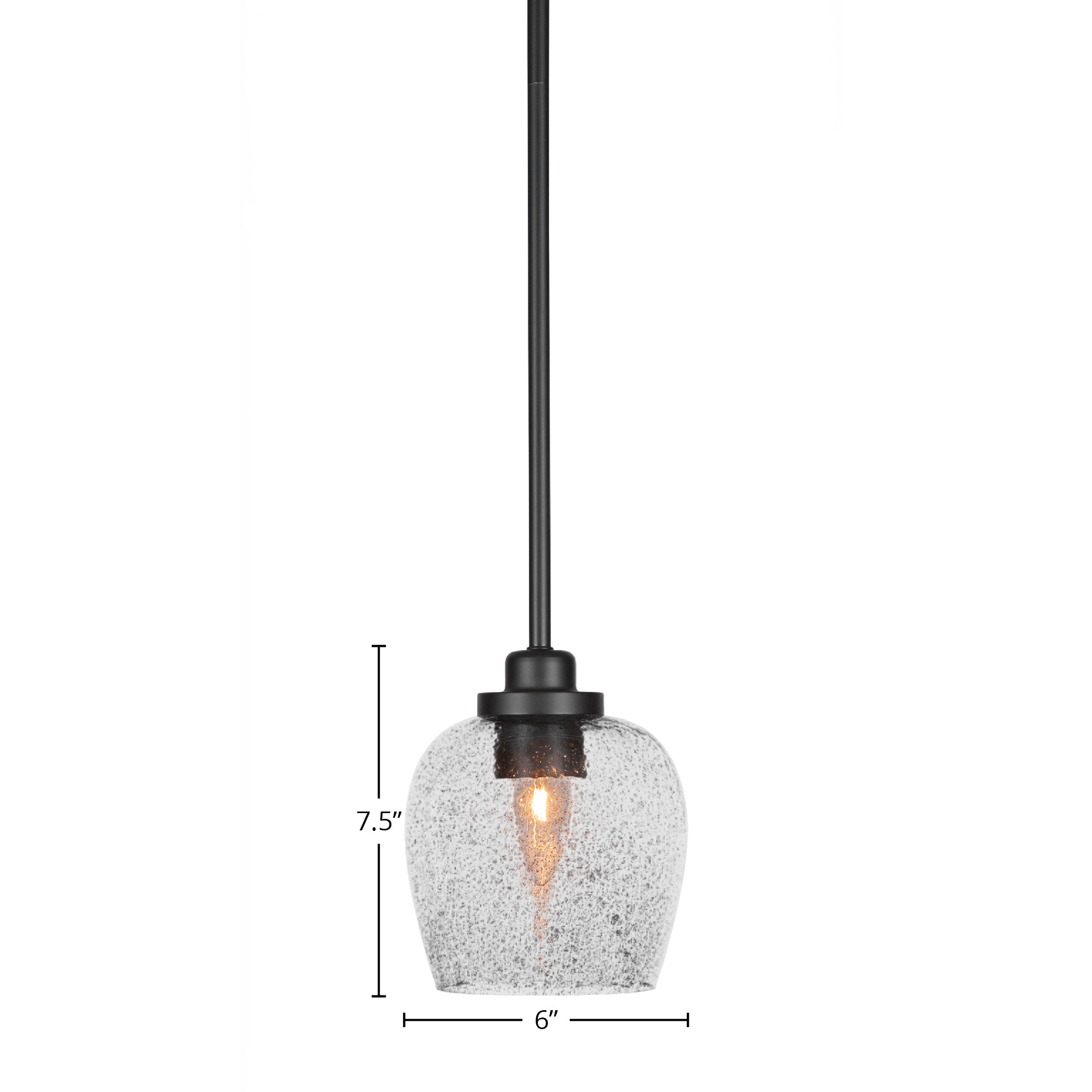 Odyssey One Light Mini Pendant in Matte Black with 6" Smoke Bubble Shade