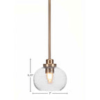 Odyssey One Light Mini Pendant in New Age Brass with 7" Clear Bubble Shade