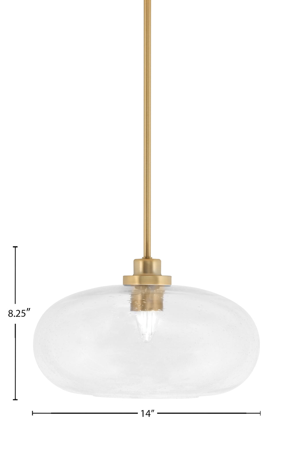 Odyssey One Light Mini Pendant in New Age Brass with 13" Clear Bubble Shade