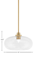 Odyssey One Light Mini Pendant in New Age Brass with 13" Clear Bubble Shade