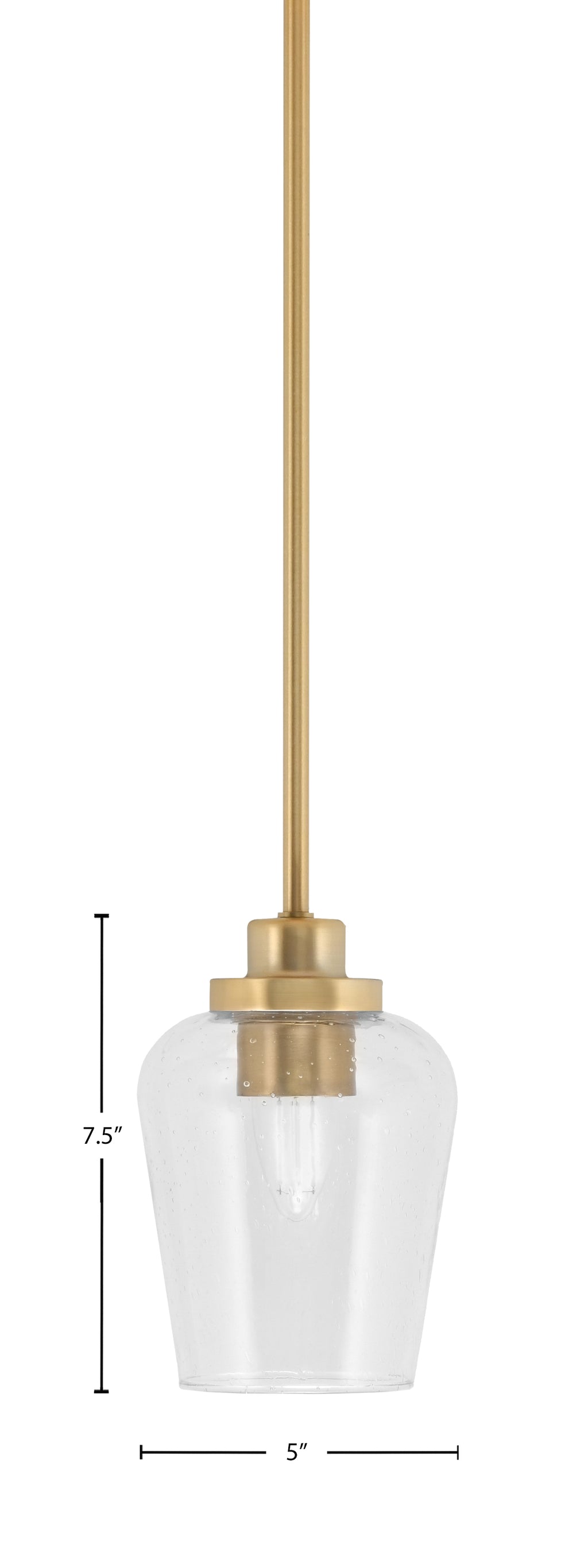 Odyssey One Light Mini Pendant in New Age Brass with 5" Clear Bubble Shade