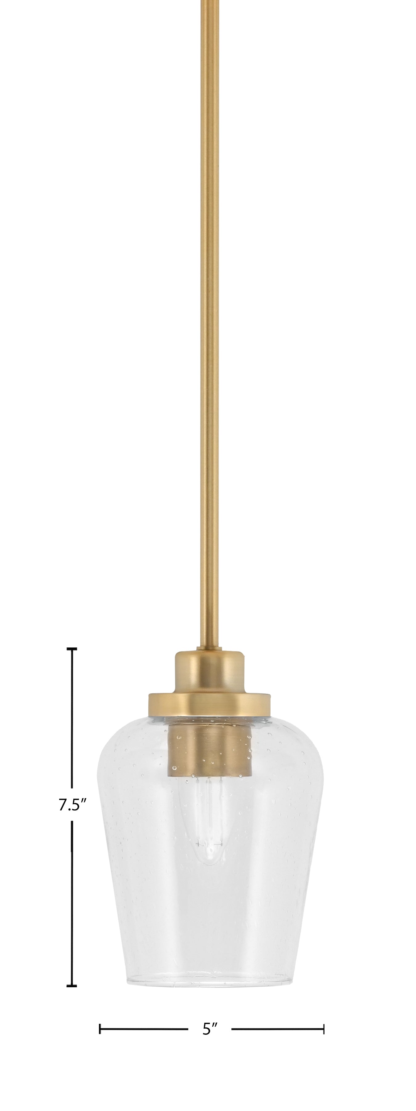 Odyssey One Light Mini Pendant in New Age Brass with 5" Clear Bubble Shade