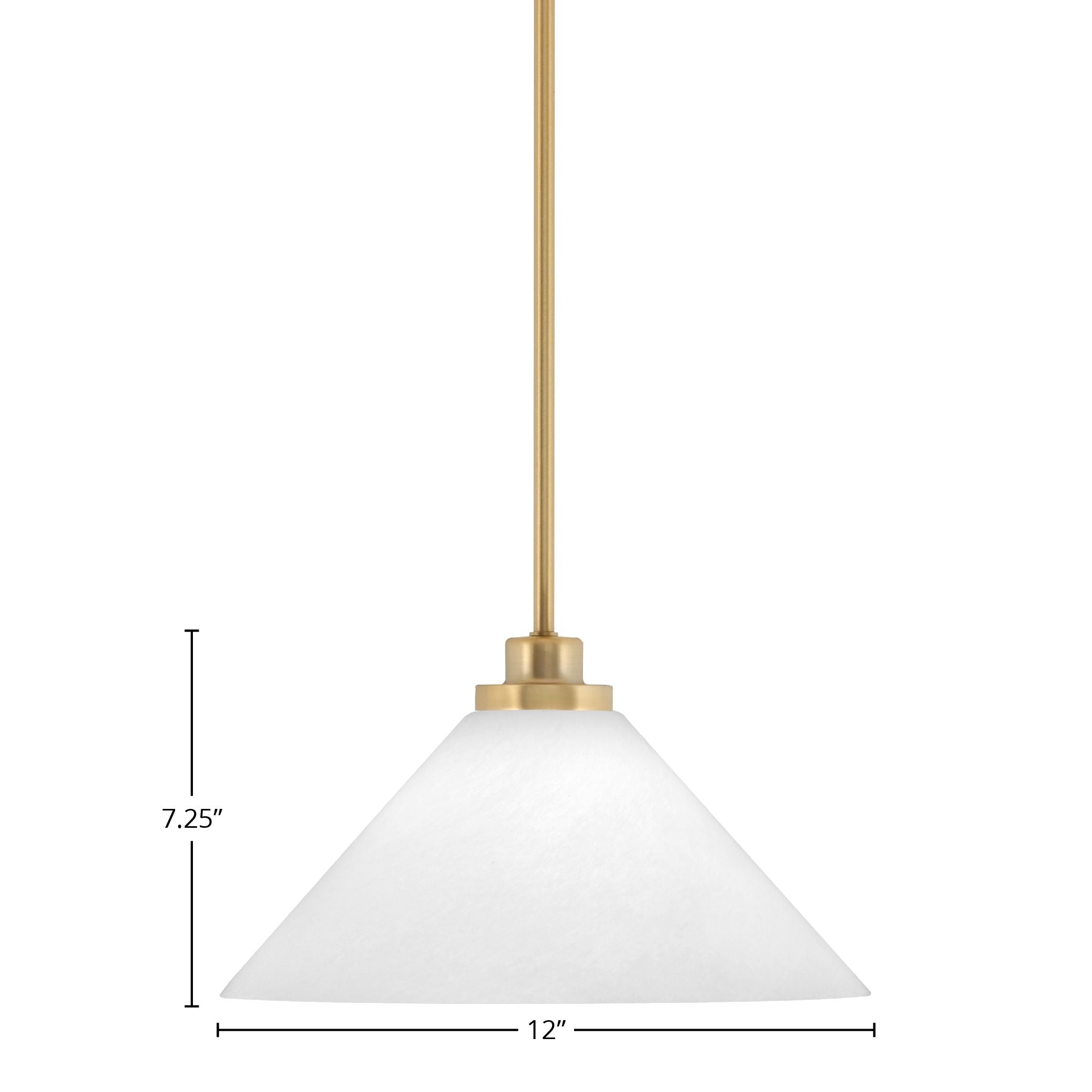 Odyssey One Light Mini Pendant in New Age Brass with 12" White Marble Shade