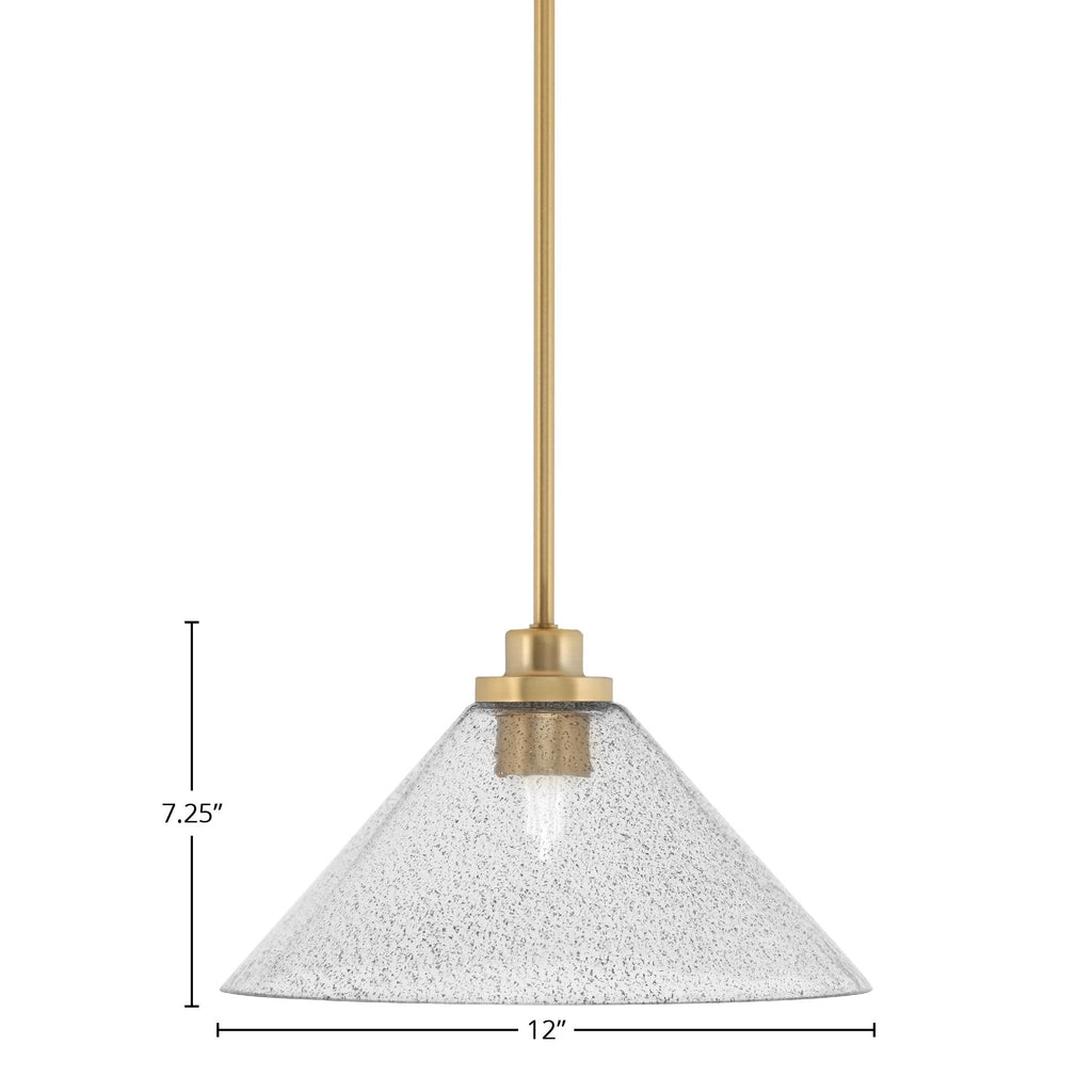 Odyssey One Light Mini Pendant in New Age Brass with 12" Smoke Bubble Shade