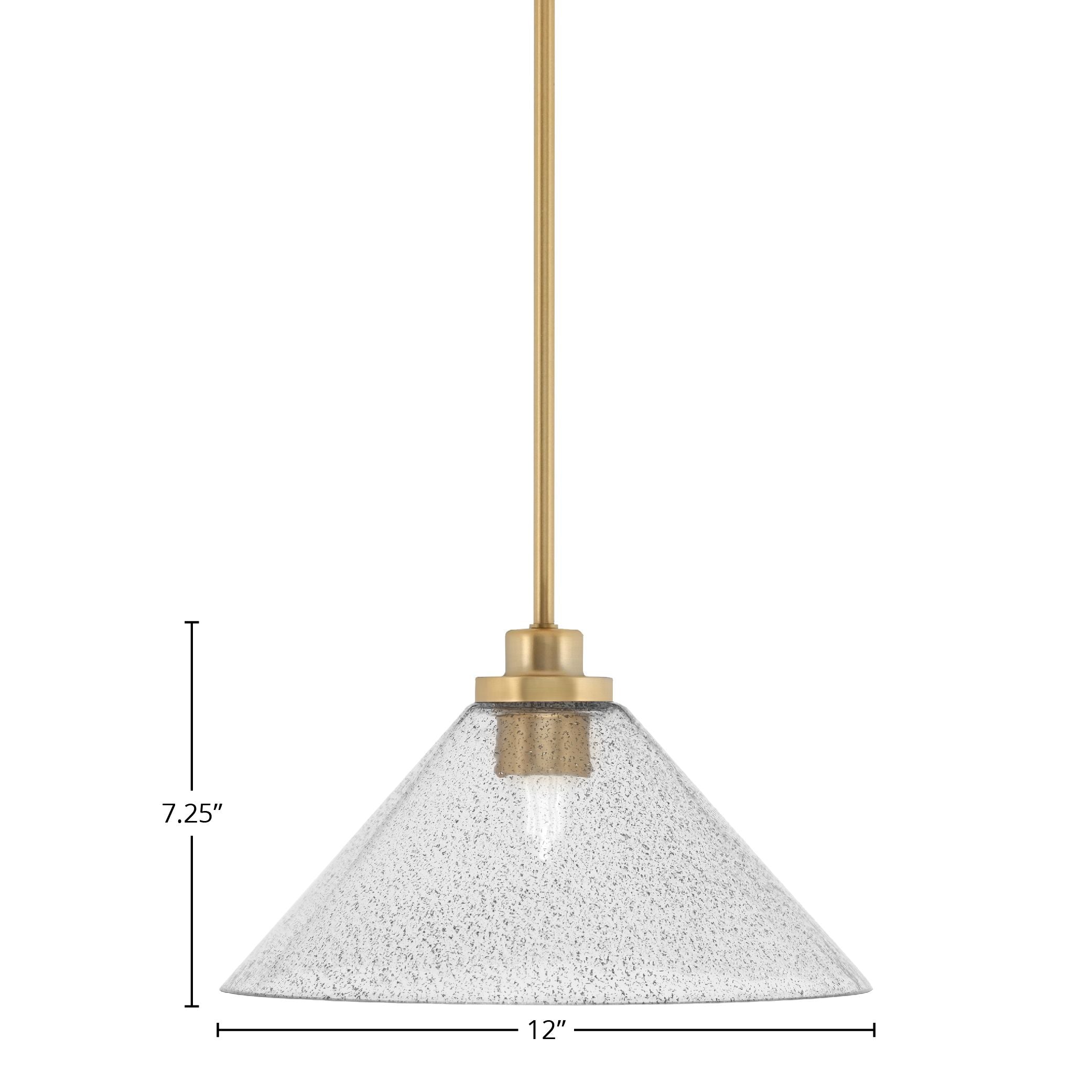 Odyssey One Light Mini Pendant in New Age Brass with 12" Smoke Bubble Shade