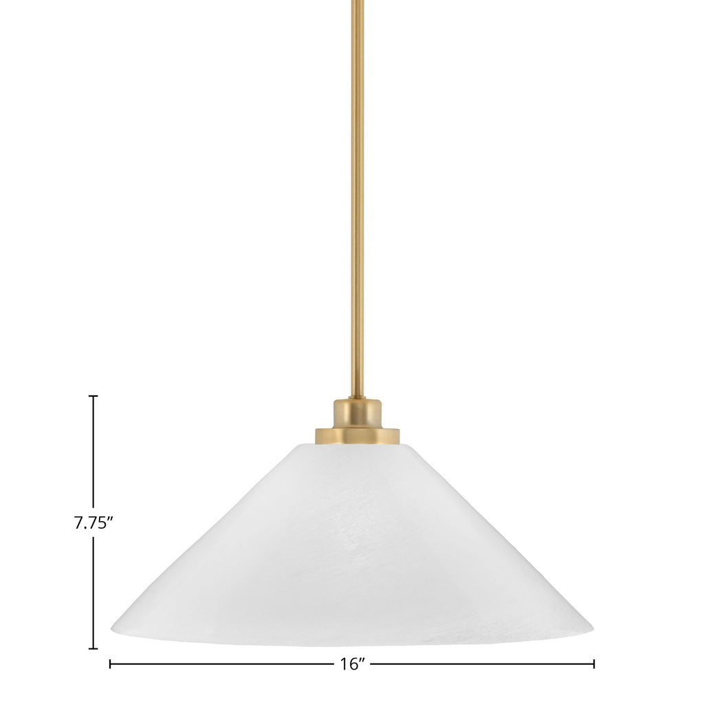 Odyssey One Light Mini Pendant in New Age Brass with 16" White Marble Shade