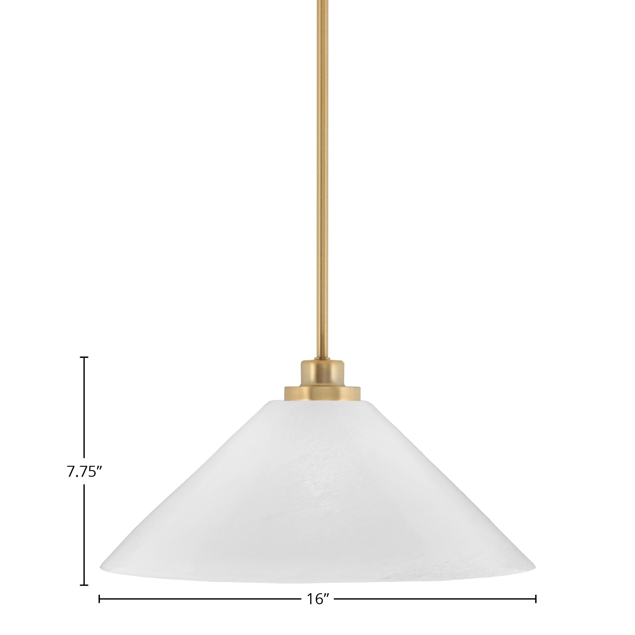 Odyssey One Light Mini Pendant in New Age Brass with 16" White Marble Shade