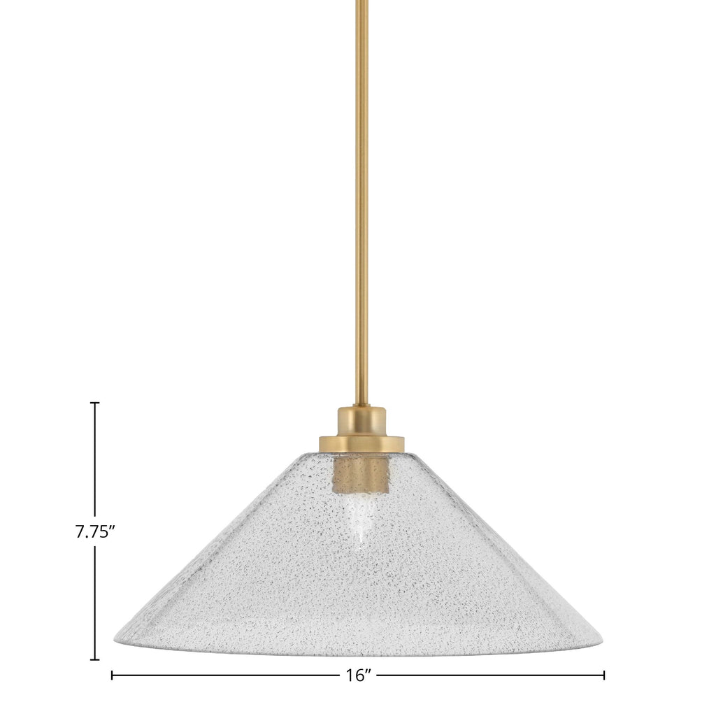 Odyssey One Light Mini Pendant in New Age Brass with 16" Smoke Bubble Shade