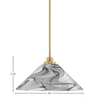 Odyssey One Light Mini Pendant in New Age Brass with 16" Onyx Swirl Shade
