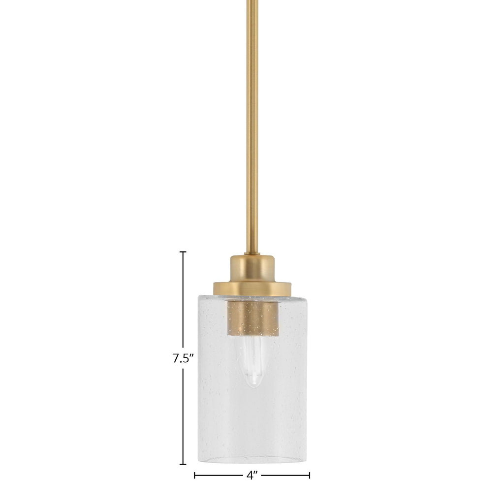 Odyssey One Light Mini Pendant in New Age Brass with 4" Clear Bubble Shade