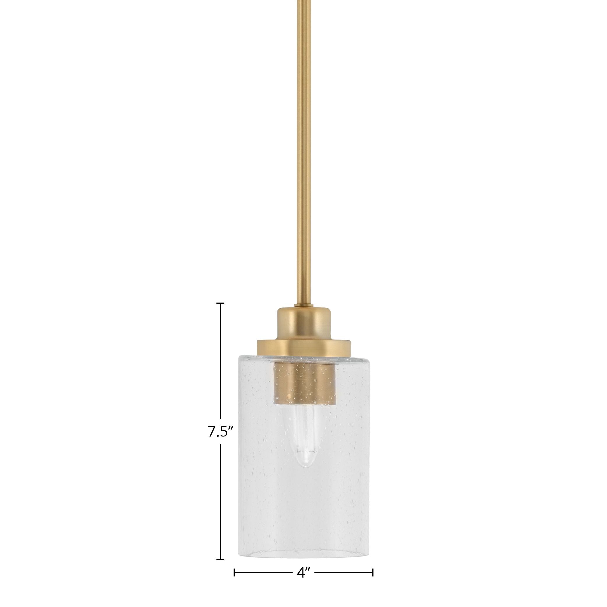 Odyssey One Light Mini Pendant in New Age Brass with 4" Clear Bubble Shade