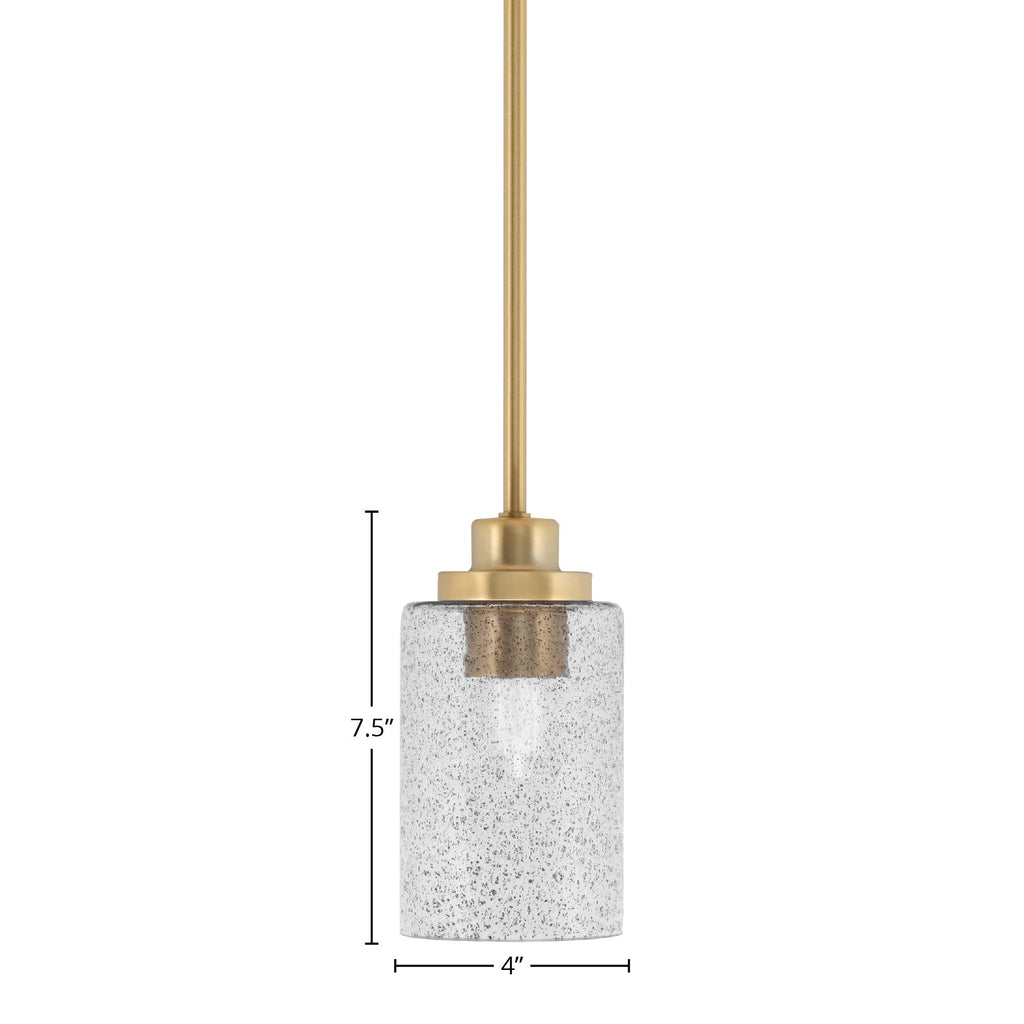 Odyssey One Light Mini Pendant in New Age Brass with 4" Smoke Bubble Shade