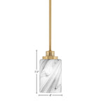 Odyssey One Light Mini Pendant in New Age Brass with 4" Onyx Swirl Shade