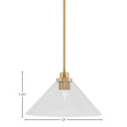 Odyssey One Light Mini Pendant in New Age Brass with 12" Clear Bubble Shade