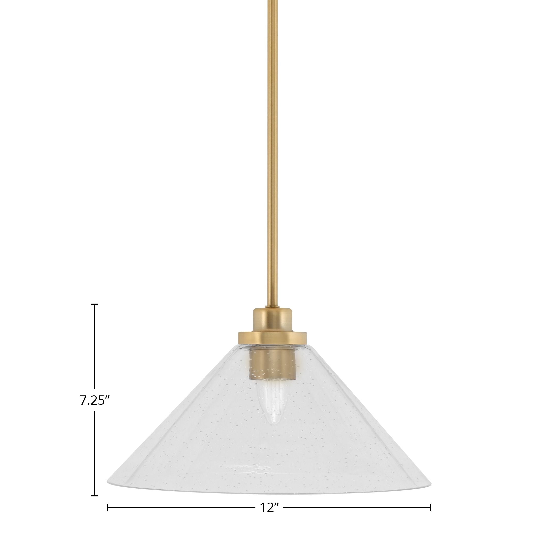 Odyssey One Light Mini Pendant in New Age Brass with 12" Clear Bubble Shade