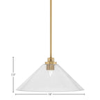 Odyssey One Light Mini Pendant in New Age Brass with 16" Clear Bubble Shade