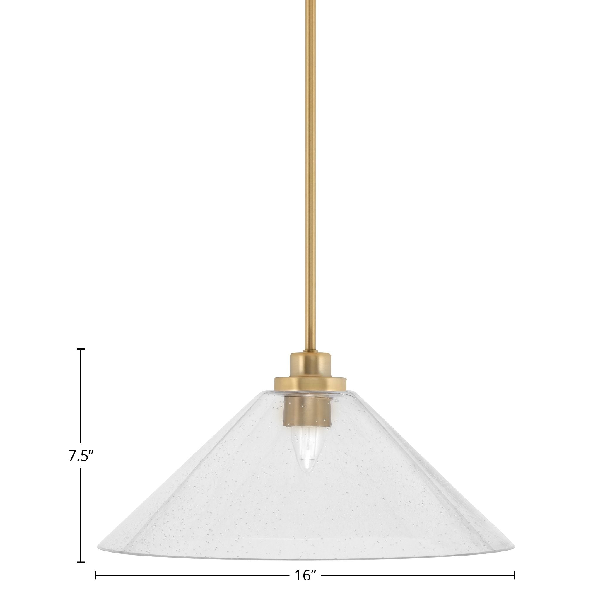 Odyssey One Light Mini Pendant in New Age Brass with 16" Clear Bubble Shade